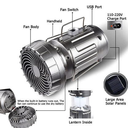 Solar Lamp With Fan And Charger